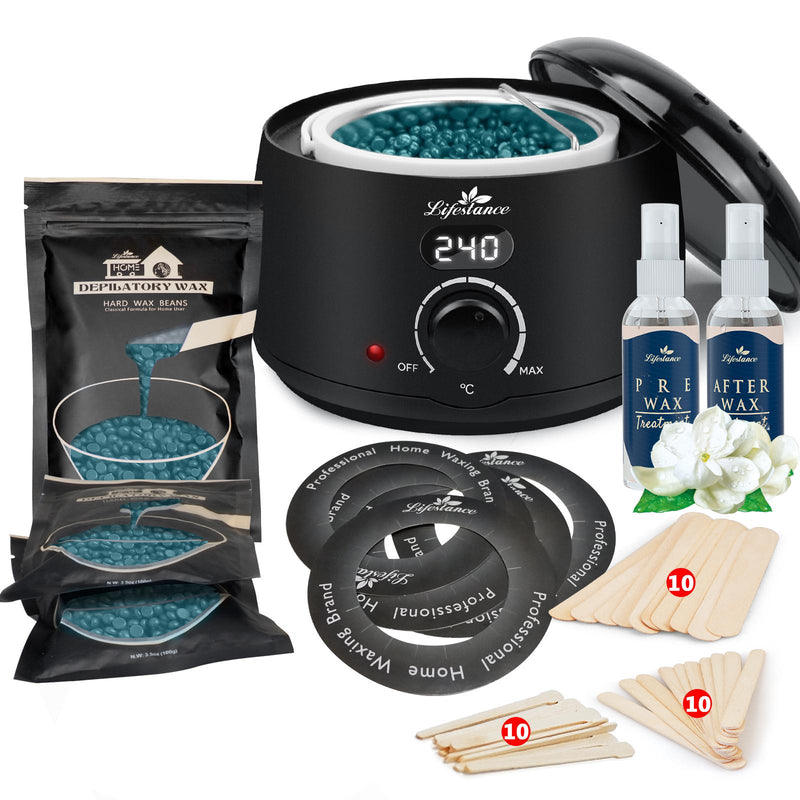 Lifestance At-Home Waxing Kit with Wax Warmer, 400g Hard Wax Beads & Pre/Post Wax Care