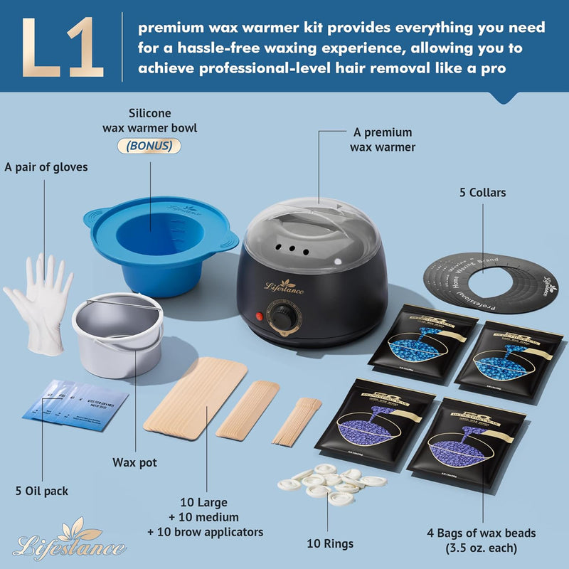 Lifestance At-Home Waxing Kit with L1 Hard Wax Warmer